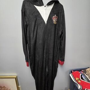 Black Hooded Onesie with Red Cuffs